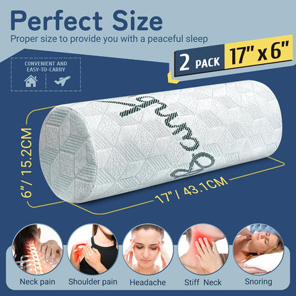 Cervical Roll Pillow, Cylinder Neck Pillow with Removable Washable Cover