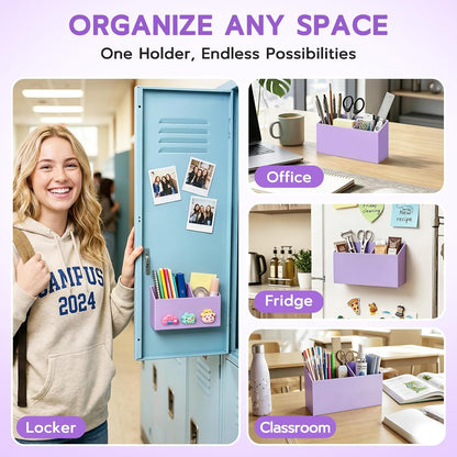 MR.MATE Magnetic Pen Holder,Clear Magnetic Marker Cup for Fridge Whiteboard | Dry Erase Marker Pencil Holder with Acrylic Cup and Strong Magnet, Non-slip Design For Refrigerator Locker Office & Classroom