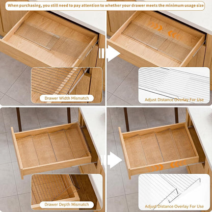 4 Pack Adjustable Spice Rack for Drawer - 9" to 17.7" Expandable Spice Drawer Organizer 4 Tier Acrylic Seasoning Organizer Rack,Clear Spice Rack Tray for Spices,Condiment,Nail Polish and Jar (4)