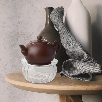 Glass Teapot Warmer with Tealight Holder Heat Base for Loose Tea Steeper Pot Retro Ceramic Tea Heater Warmer for Desk and Home Use