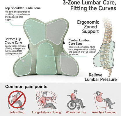 Back Pillow for Couch and Recliner, Lumbar Support Pillow for Sofa Sitting, Back Support Cushion for Office Chair, Ergonomic Back Cushion for Sitting Comfort, Slate Blue