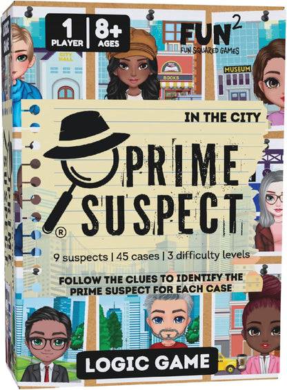 Prime Suspect Logic Game with 45 Case Cards | Single Player or Group Play | Ages 8+ | Compact Brain Teaser Game | Detective Game (Prime Suspect: Original)