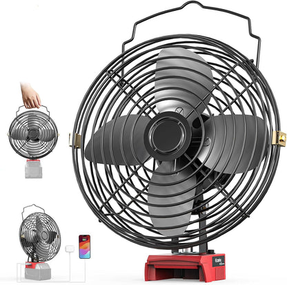 Ecarke 4" Clip Fan Compatible with Milwaukee 18V Battery (Tool Only) 3-Speed Cordless Clip-On Fan with 360° Rotation Low Noise Portable Desk Fan for Camping Jobsite Tent Fishing Outdoor