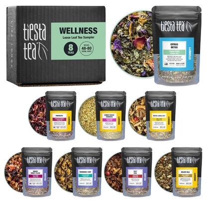 Tiesta Tea - Top 8 Favorites Sampler Set, Loose Leaf, Up to 80 Cups | High to No Caffeine, Hot & Iced, Tea Variety Pack with Green, Herbal, & Black, 8 Sample Pouches