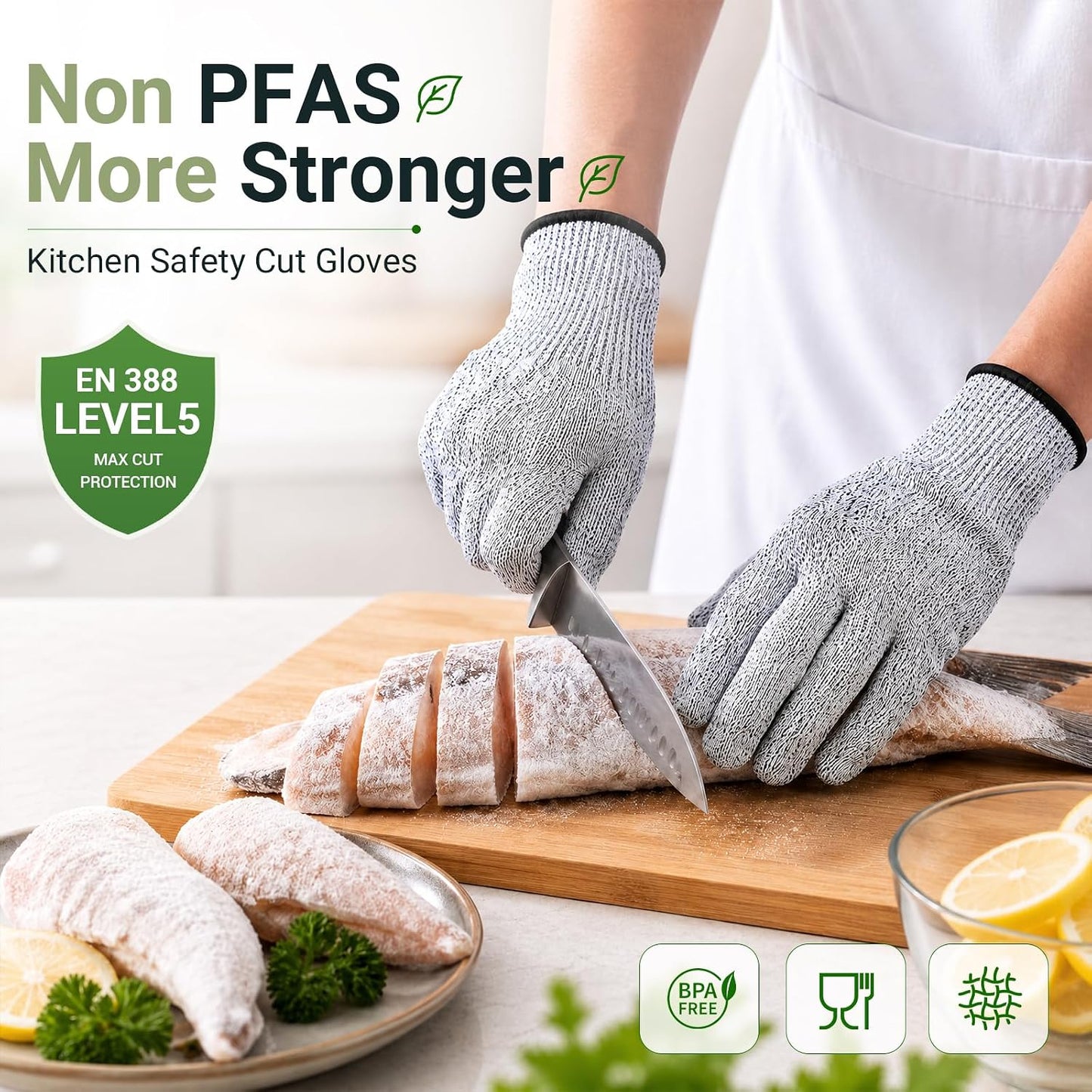 Cut Resistant Gloves for Men Women, Kitchen Gloves for Food Prep | Cutting Gloves With Superior Comfort and Grip for Meat Cutting, Oyster Shucking, Cooking, Gardening and Food Preparation ﻿