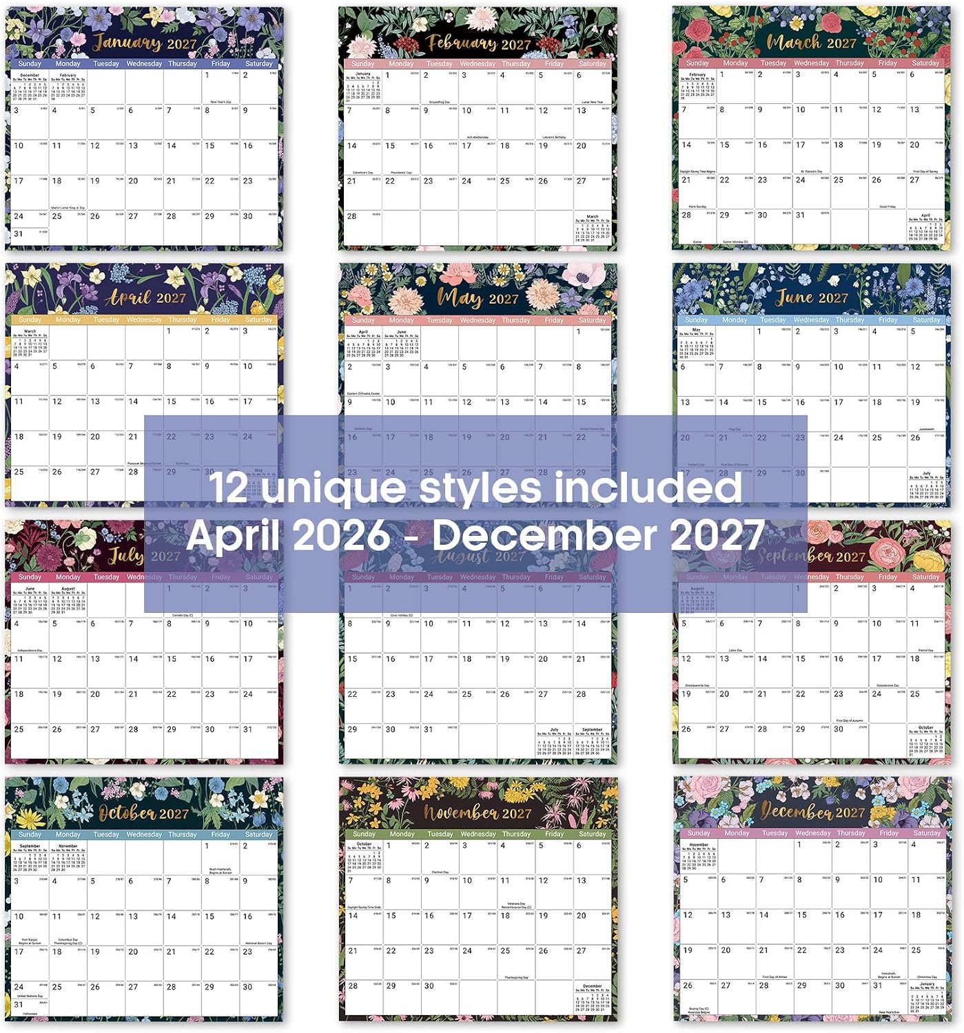 2026-2027 Magnetic Calendar for Refrigerator, Apr 2026-Dec 2027 | 21-Month Fridge Calendar 2026-2027 for Home Planning, Scheduling and Easy Organization, Greenery