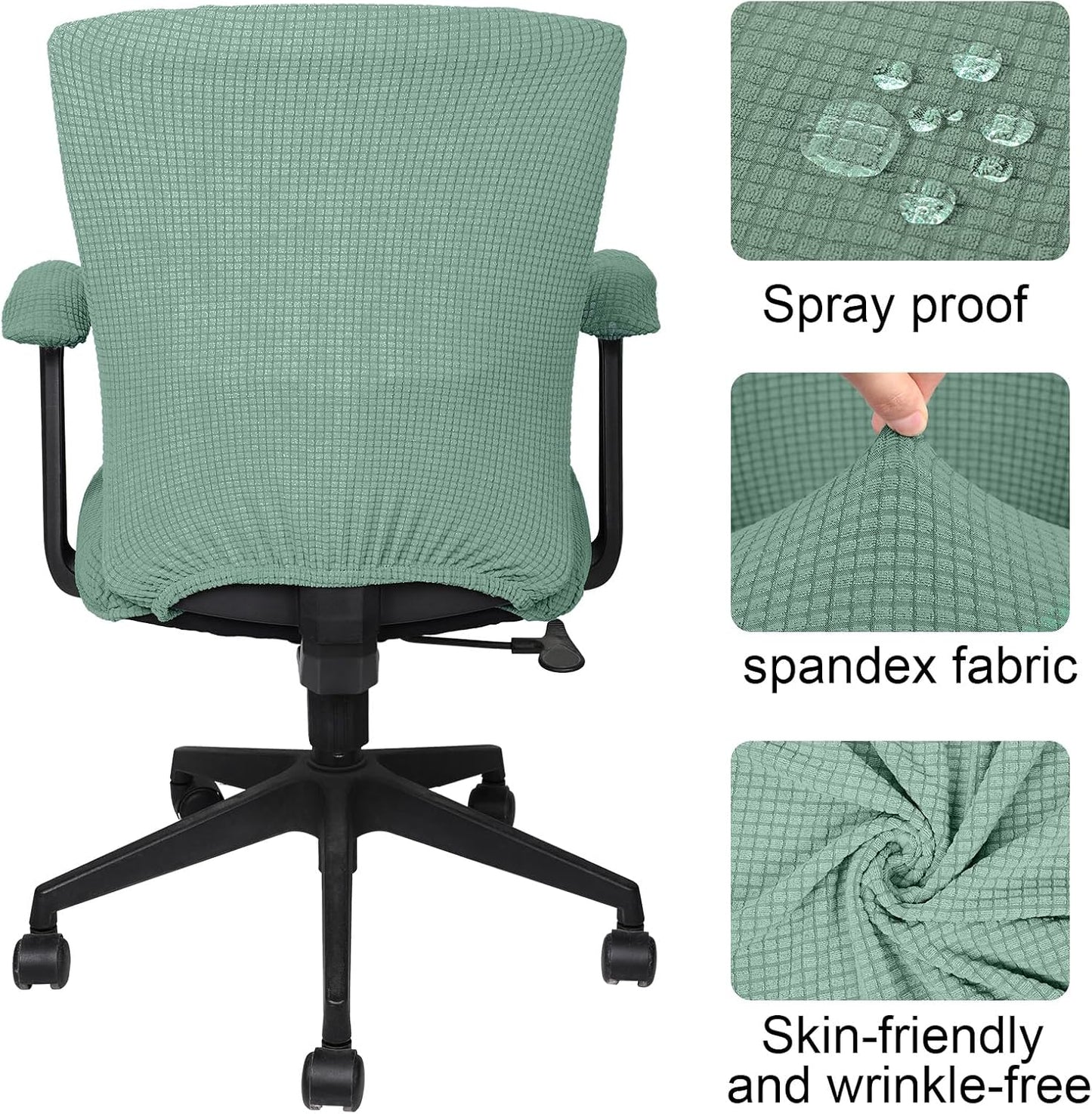Tallew 4 Pcs Office Chair Covers Set Computer Universal Protective Stretchable Chair Seat Covers Desk Armrest Slipcovers Pads Office Cushion Backrest for Rotating (XL,Silver Gray)