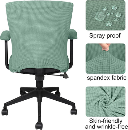 Tallew 4 Pcs Office Chair Covers Set Computer Universal Protective Stretchable Chair Seat Covers Desk Armrest Slipcovers Pads Office Cushion Backrest for Rotating (XL,Silver Gray)