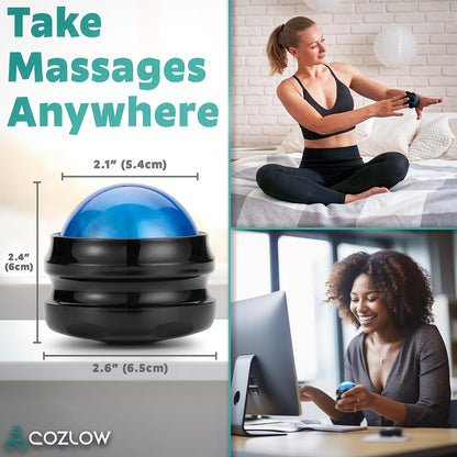 Massage Ball, Muscle Massager Roller, Trigger Point Deep Tissue Release | Cozlow handheld ball rolling tool with strong grip - manual massage therapy for whole body pain relief - helps relax muscles
