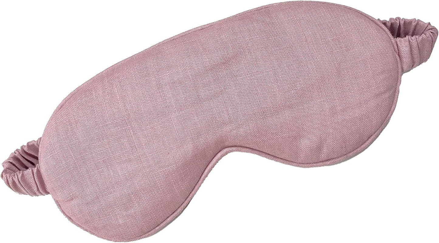 Eye mask Pure Linen Sleep Mask with Elastic Band, No Pressure On Eyes,Side Sleeper Eye Cover Organic Cotton Core Blindfold,Napping & Yoga Travel Essentials (Natural)