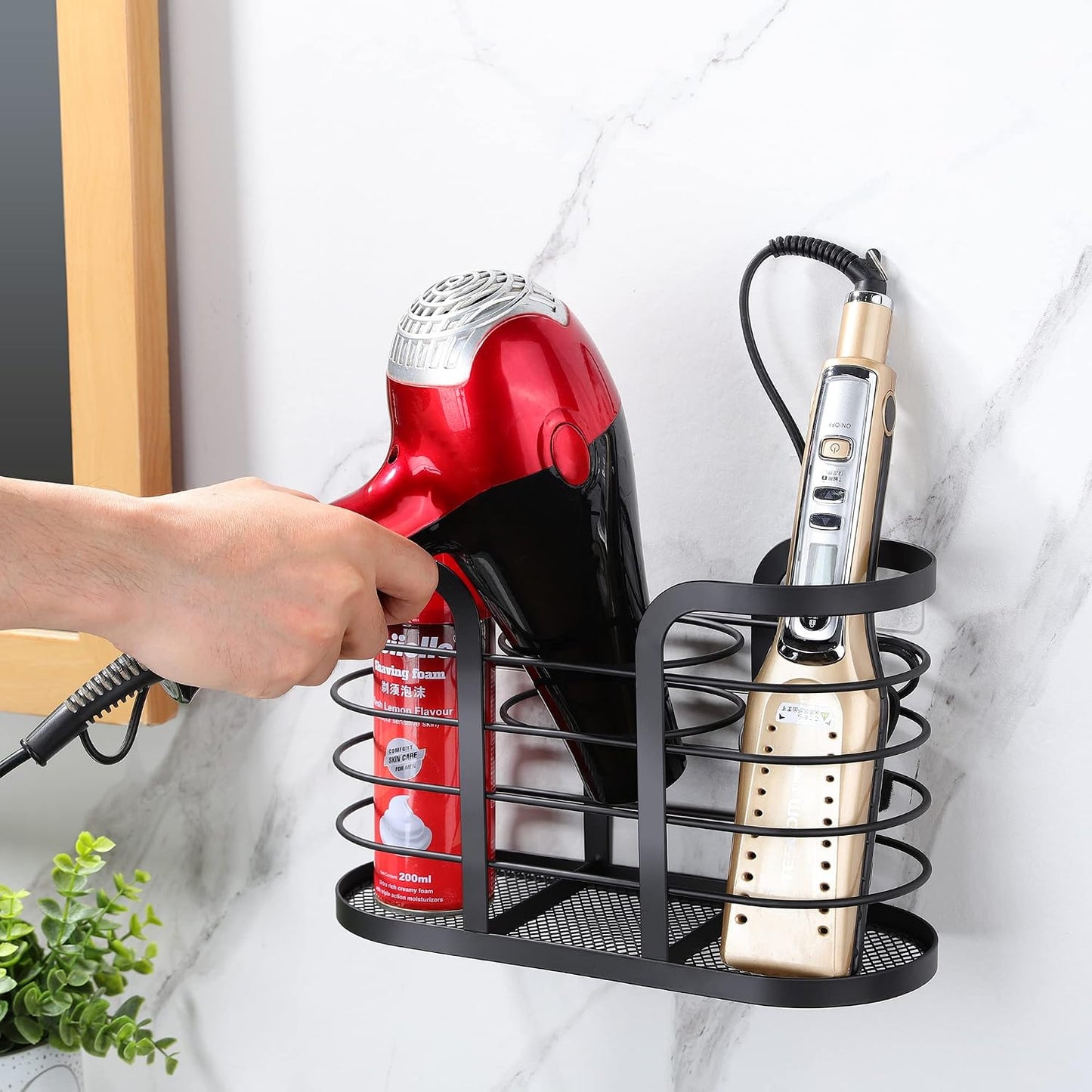 YIGII Hair Tool Organizer, Cabinet Door Storage Basket, Bathroom, Black | Storage for Hair Dryers, Flat Irons and Curling Tools, Space-Saving Cabinet Design for Bathroom Styling Tools