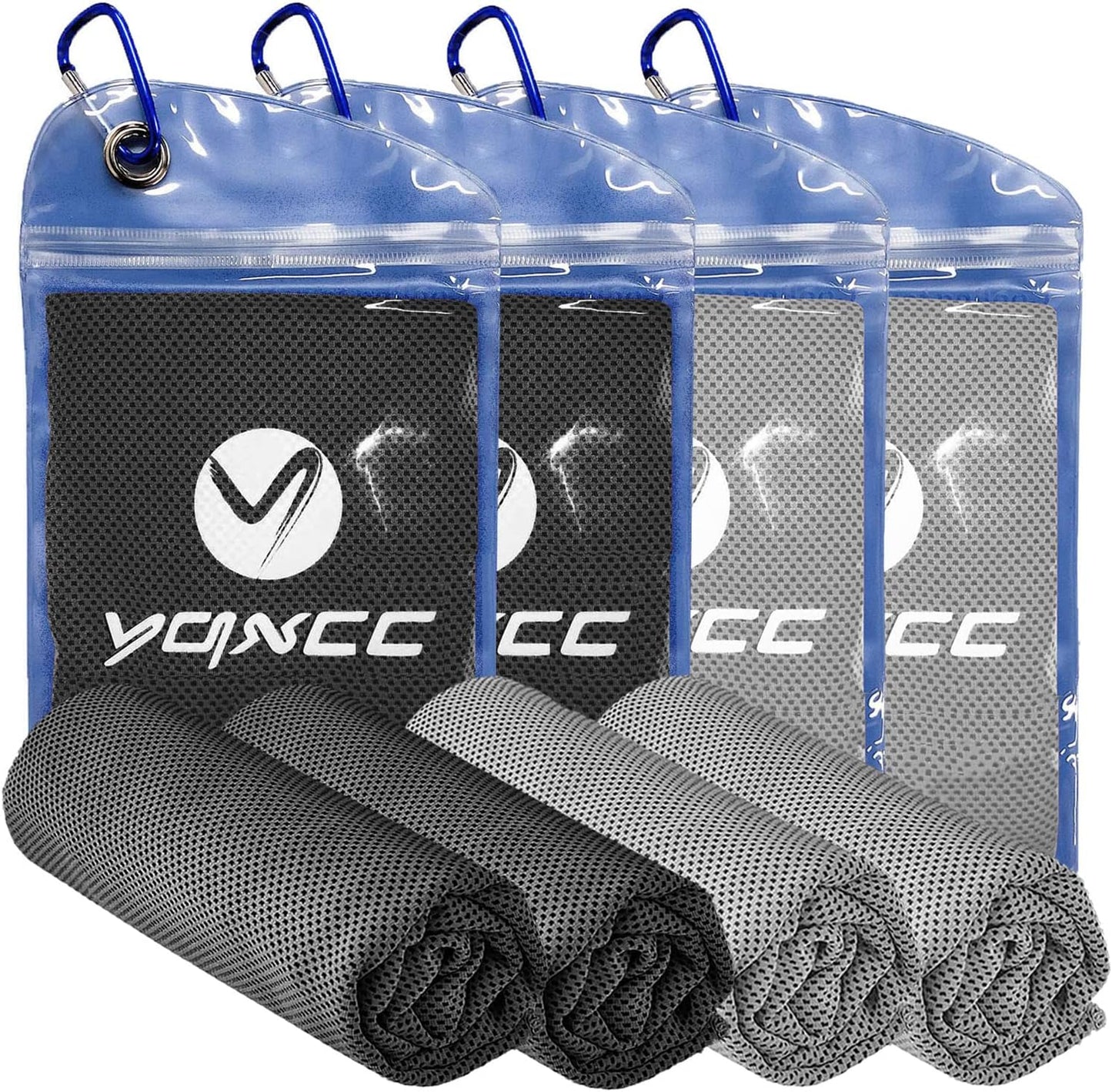 YQXCC 4 Pack Cooling Towels (47"x12"), Ice Cool Towels for Neck & Face | Soft Breathable Microfiber, Instant Cooling Neck Wraps, Ideal for Yoga, Golf, Gym, Running, Camping & Hot Weather