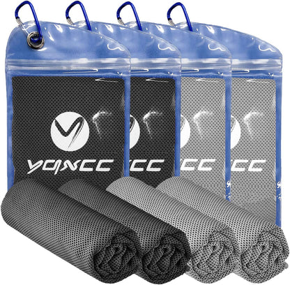 YQXCC 4 Pack Cooling Towels (47"x12"), Ice Cool Towels for Neck & Face | Soft Breathable Microfiber, Instant Cooling Neck Wraps, Ideal for Yoga, Golf, Gym, Running, Camping & Hot Weather