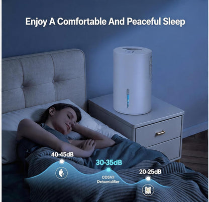 Small Dehumidifier for Bedroom up to 1000 Sq.Ft with Drain Hose, 68 OZ, Auto Shut-Off, Mini Dehumidifier with 7 Color ambient Lights for Bathroom, Basement, Closet, Garage, RV