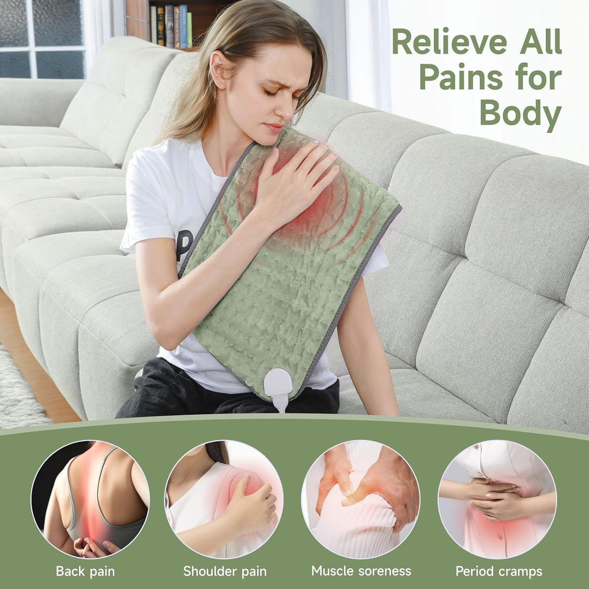 NBKLS Heating Pads for Back Neck Shoulder Pain, Electric Heating Pad Auto Shut Off, Fast Heat, Large Heating Pad Christmas Gift for Women Men, Birthday Gifts for Mom Dad (Blue)