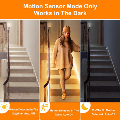 LAFULIT 10 PCS Motion Sensor Under Cabinet Lights Kit | Plug In LED Strip, Remote Control, Dimmable Timer, Warm White, For Cupboards Closets Stairs Shelf Bed