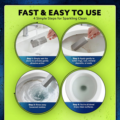 PUMIE Pumice Stone Toilet Bowl Cleaner (1-Pack) - Heavy Duty Scouring Stick for Toilet - Pumice Stone for Cleaning Rings, Bowls, Hard Water Stains, Lime, Rust, Sink - Includes Handle for Easy Use