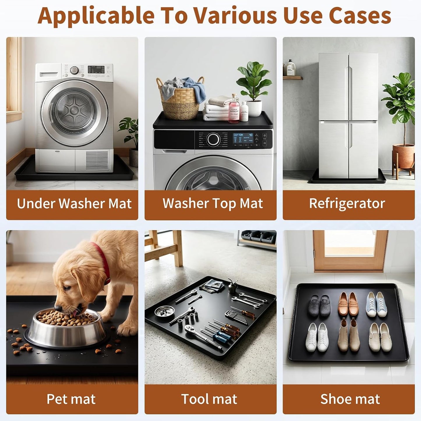 Large 29×29''Silicone Washing Machine Drain Pan,0.98" Raised Edges,Non-Slip Waterproof Drip Tray for Under Washer & Dryer,Anti-Vibration Floor Leak Protector for Refrigerator,Air Fryer,Coffee Maker