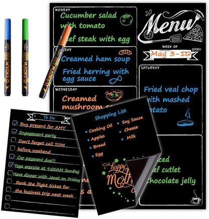 JJPRO Magnetic Dry Erase Meal Planning Whiteboard for Refrigerator-One 14.5x11 Weekly Menu Board and Two Notes Whiteboard for Kitchen Fridge-Refrigerator Organizer with Meal Planner Boards