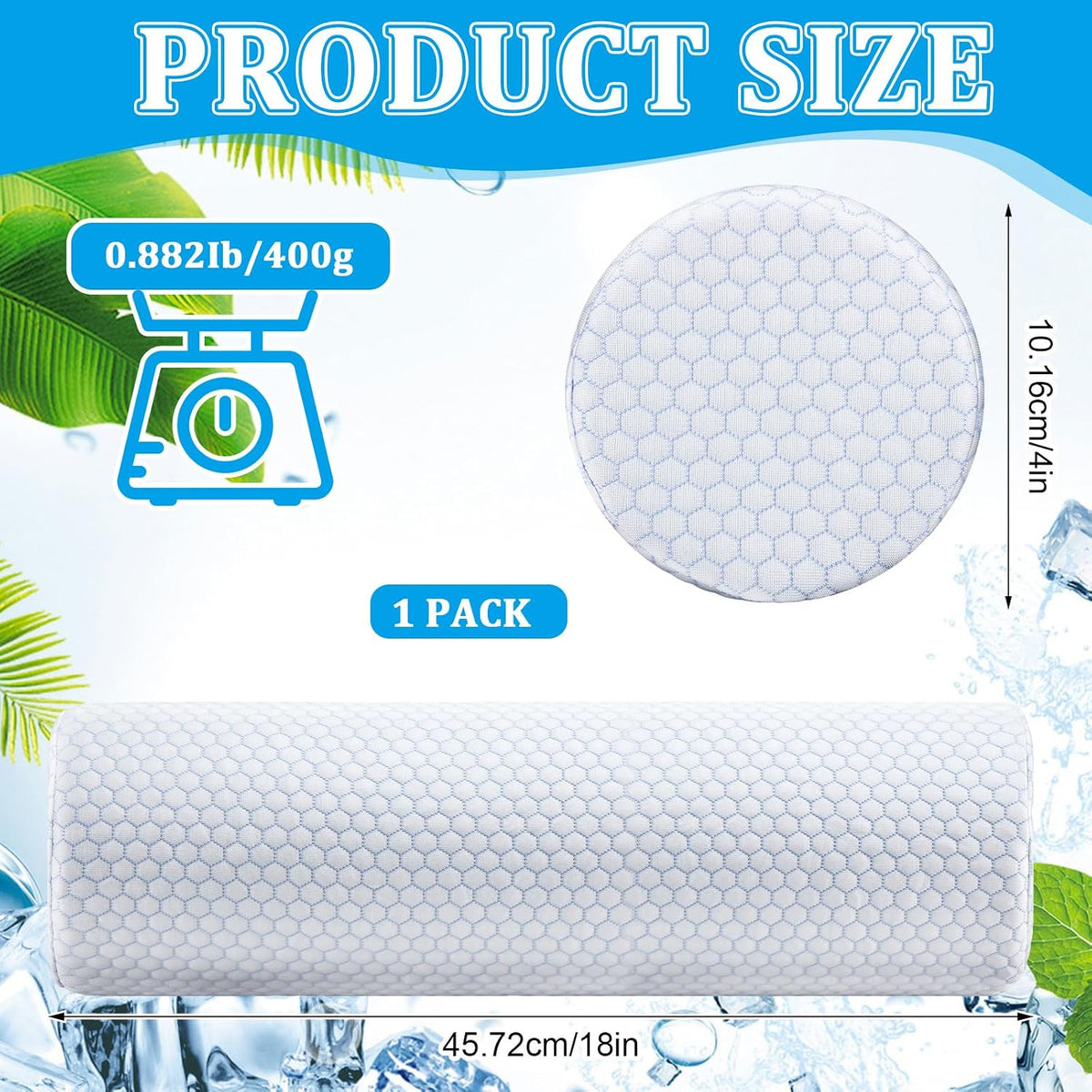Novabright 2 Pcs Cooling Cervical Neck Roll Pillow for Sleeping Memory Foam