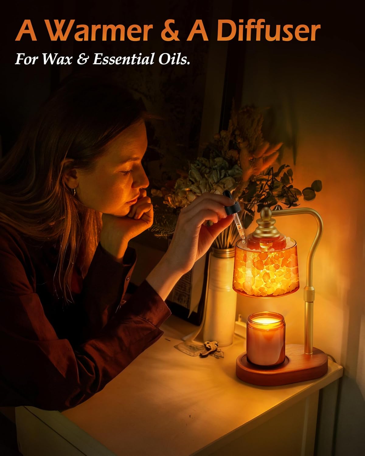 3-in-1 Candle Warmer Lamp with Himalayan Salt & Diffuser