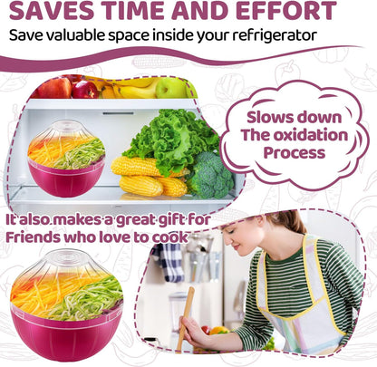 Reusable Onion & Tomato Storage Containers, Freshness Saver Keepers with Transparent Rotating Lid, Fridge Organizer for Fruit Vegetables, BPA-Free, Dishwasher Safe