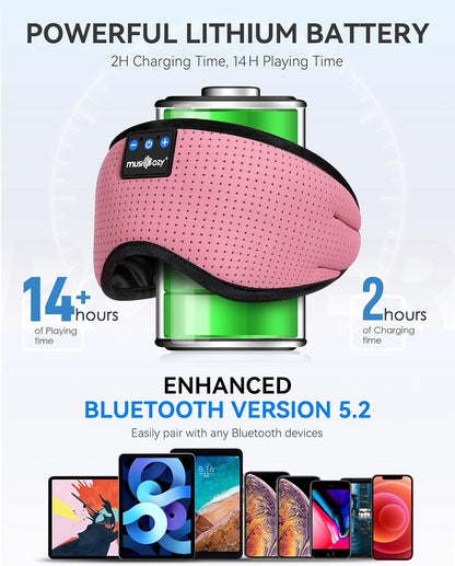 MUSICOZY Sleep Headphones Bluetooth 5.4 Sleep Mask with HD Sound
