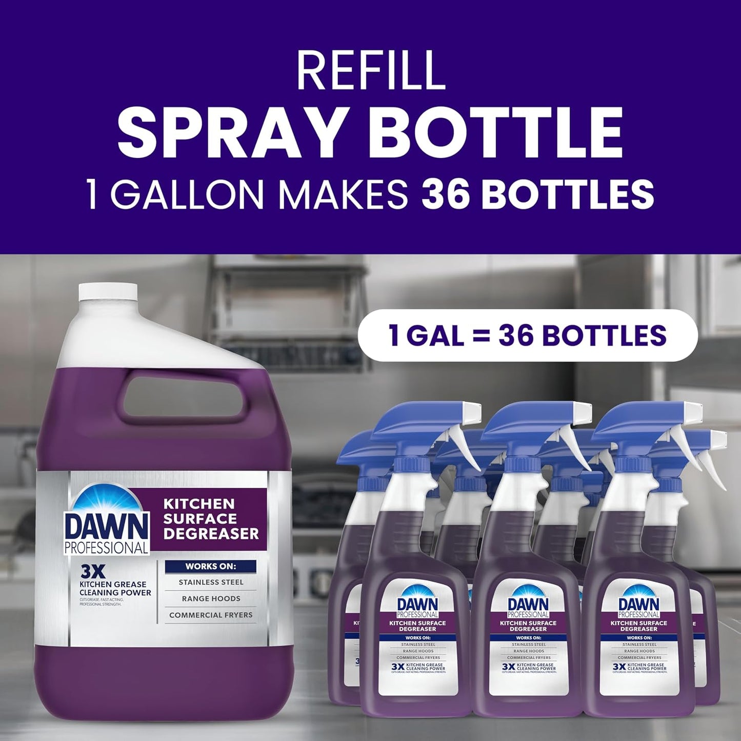 Dawn PRO Kitchen Surface Degreaser, Bulk Cleaning Spray for Oil and Grease Buildup in Commercial Kitchens, 32 fl oz (Case of 6)
