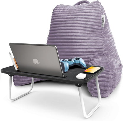 Nestl Reading Pillow with Shredded Memory Foam, Luxe Cut Plush Back Pillow for Sitting Up in Bed, Back and Arms Adjustable Support for Adult & Teens, Backrest Pillows with Washable Cover Dark Grey