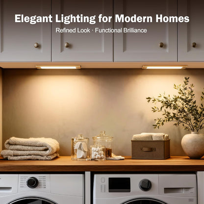 V4light Motion Sensor Cabinet Light, Rechargeable, Dimmable, 2Pcs, 9in | Gold aluminum, magnetic wireless, 1800mAh, 3 color temps & dimmable, ideal for kitchen cabinets, shelves & closets