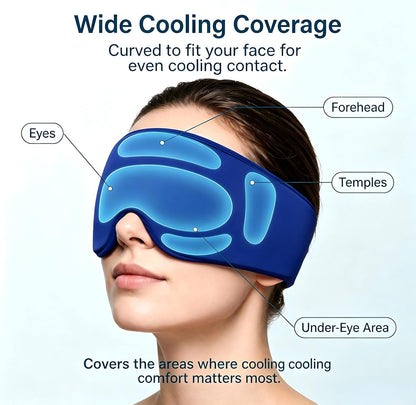 Cooling Gel Eye Mask for Puffy Eyes, Migraine & Headache Relief, Full Eye-Area Cold Compress for Eyes & Temples, FSA Eligible HSA Reusable Eye Ice Pack for Swelling & Post-Surgery Recovery