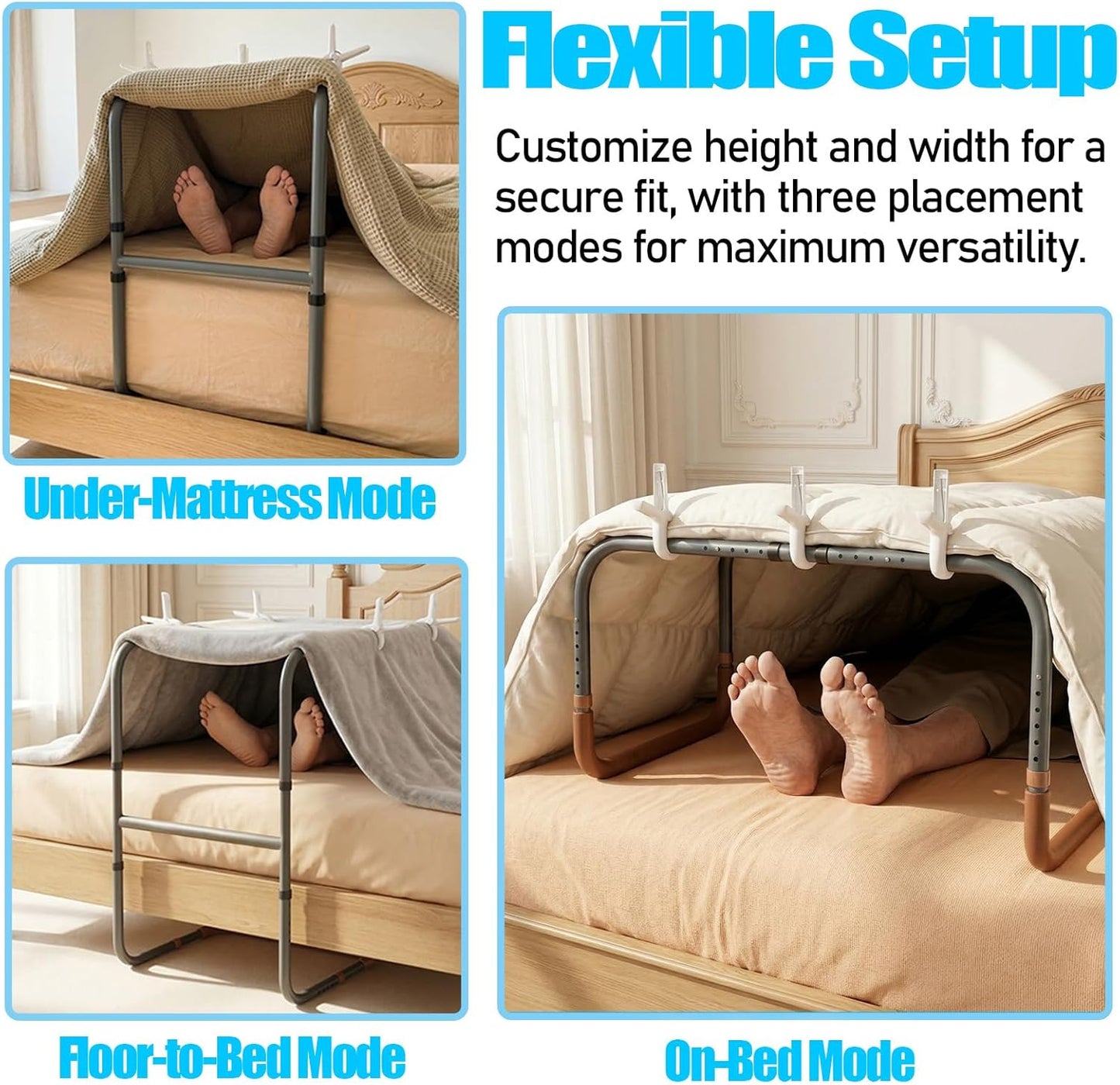 Adjustable Blanket Lifter for Feet | Reinforced Structure, 3 Setup Modes, Tool-Free Assembly, for Post-Surgery Recovery, Neuropathy & Arthritis Relief