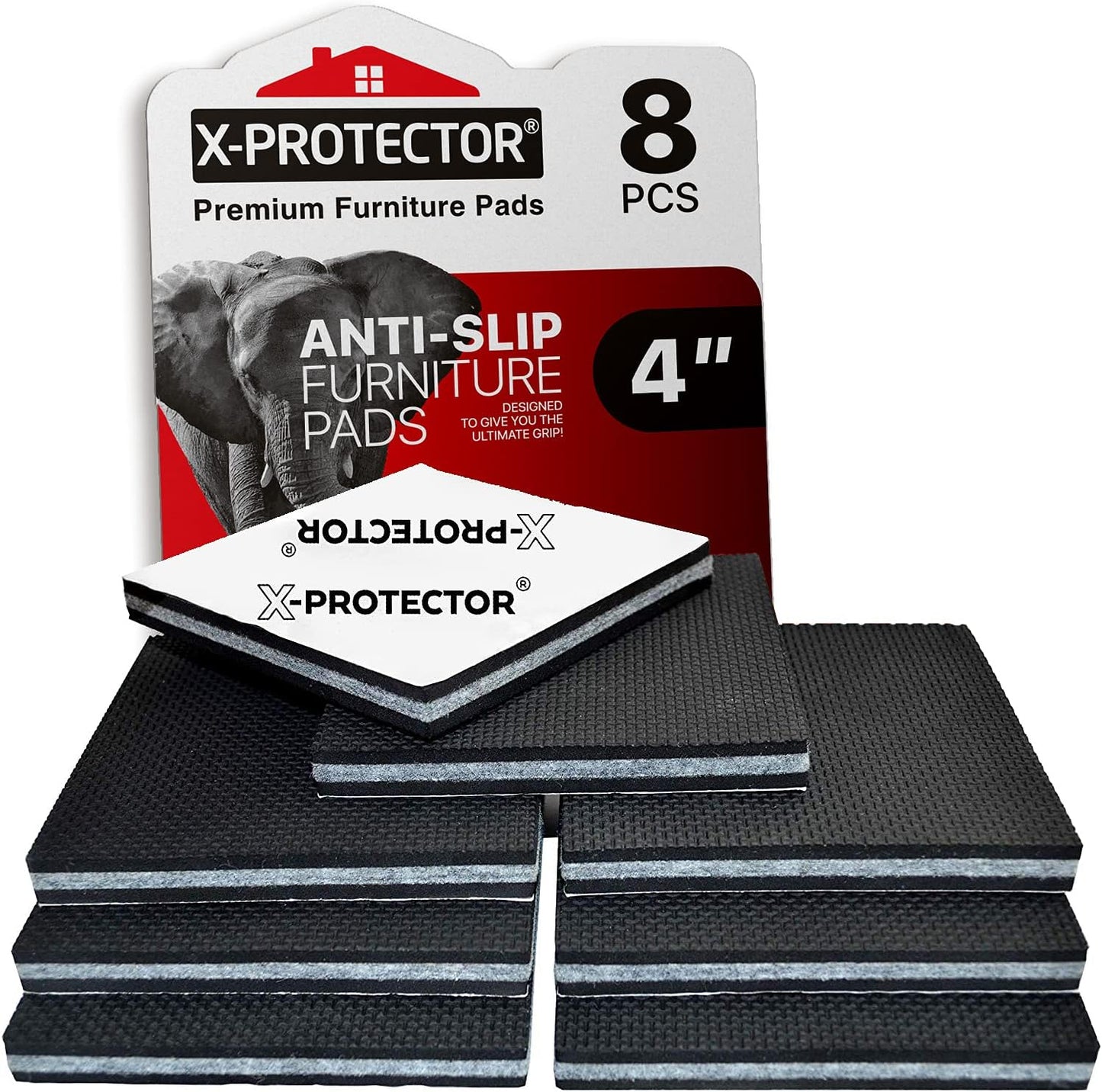 X-PROTECTOR Non Slip Furniture Pads – 12 Premium Furniture Grippers 3"! | Best Self Adhesive Rubber Feet Furniture Feet – Ideal Non Skid Furniture Pad Floor Protectors – Keep Furniture in Place!