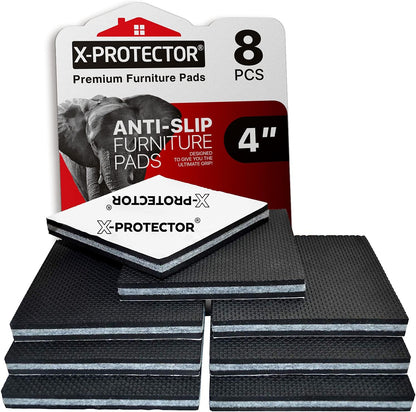 X-PROTECTOR Non Slip Furniture Pads – 12 Premium Furniture Grippers 3"! | Best Self Adhesive Rubber Feet Furniture Feet – Ideal Non Skid Furniture Pad Floor Protectors – Keep Furniture in Place!