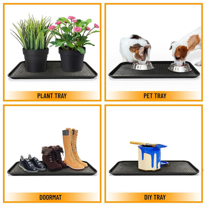 Ottomanson 15" x 30" Multi-Purpose Boot Tray – Waterproof Shoe & Pet Feeding Spill Tray, Litter Box & Pee Pad Holder, Painting & Planting Mat, 1.2" Raised Edge Floor Protection
