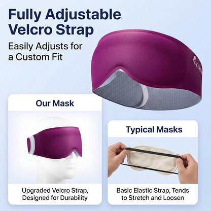 100% Blackout Weighted Sleep Mask: 3D Contoured Eye Mask with Full Coverage for Lash Extension - Soft Memory Foam,Adjustable Size - Eye Cover for Airplane Travel Essential,Meditation Blindfold