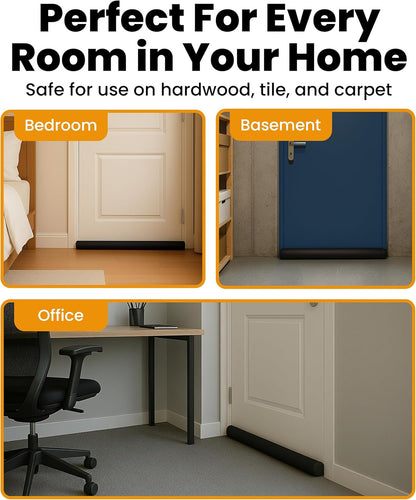 Everlasting Comfort 2 Sided Door Draft Stopper for Bottom of Door - Keeps Cold Air in & Heat Out, 100% Sound Proofing Strip Gap Filler, Quick Install Noise Blocker Sweep for Home - Fits 30"- 36" W