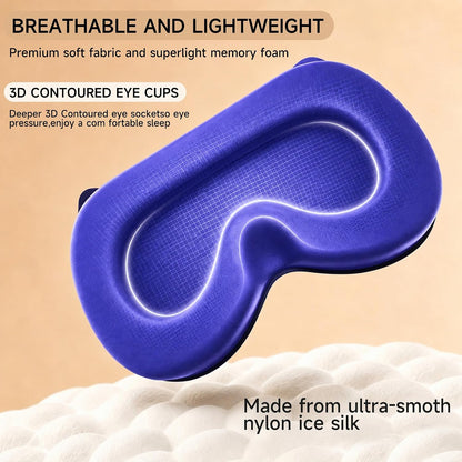 3D Blackout Sleep Mask, Memory Foam Eye Cover for Travel | Zero pressure 3D contoured design with adjustable strap. Perfect for side sleepers, travel, and lash extensions.