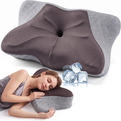 Sweetcrispy Cervical Pillow for Neck Pain Relief, Cooling Memory Foam