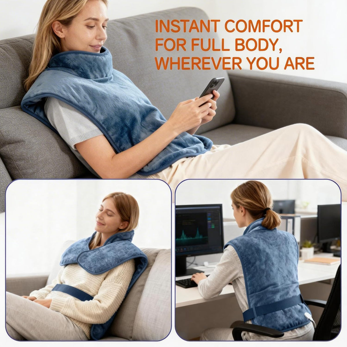Wearable Heating Pad for Back Neck and Shoulders, Heating Wrap for Pain Relief, Gifts for Mom Grandma Women, Birthday Gifts for Women Men, Gifts for Women, Mothers Day Gifts