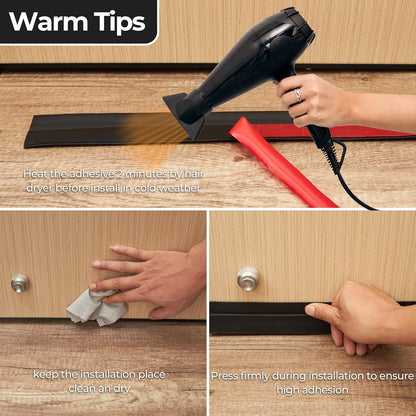 Ohuhu Door Draft Stopper, 1" Wide Adhesive Weather Stripping Seal, 39" | self-adhesive silicone, for interior exterior doors, 3-layer soundproof, save energy, blocks drafts, noise, light, dust, bugs