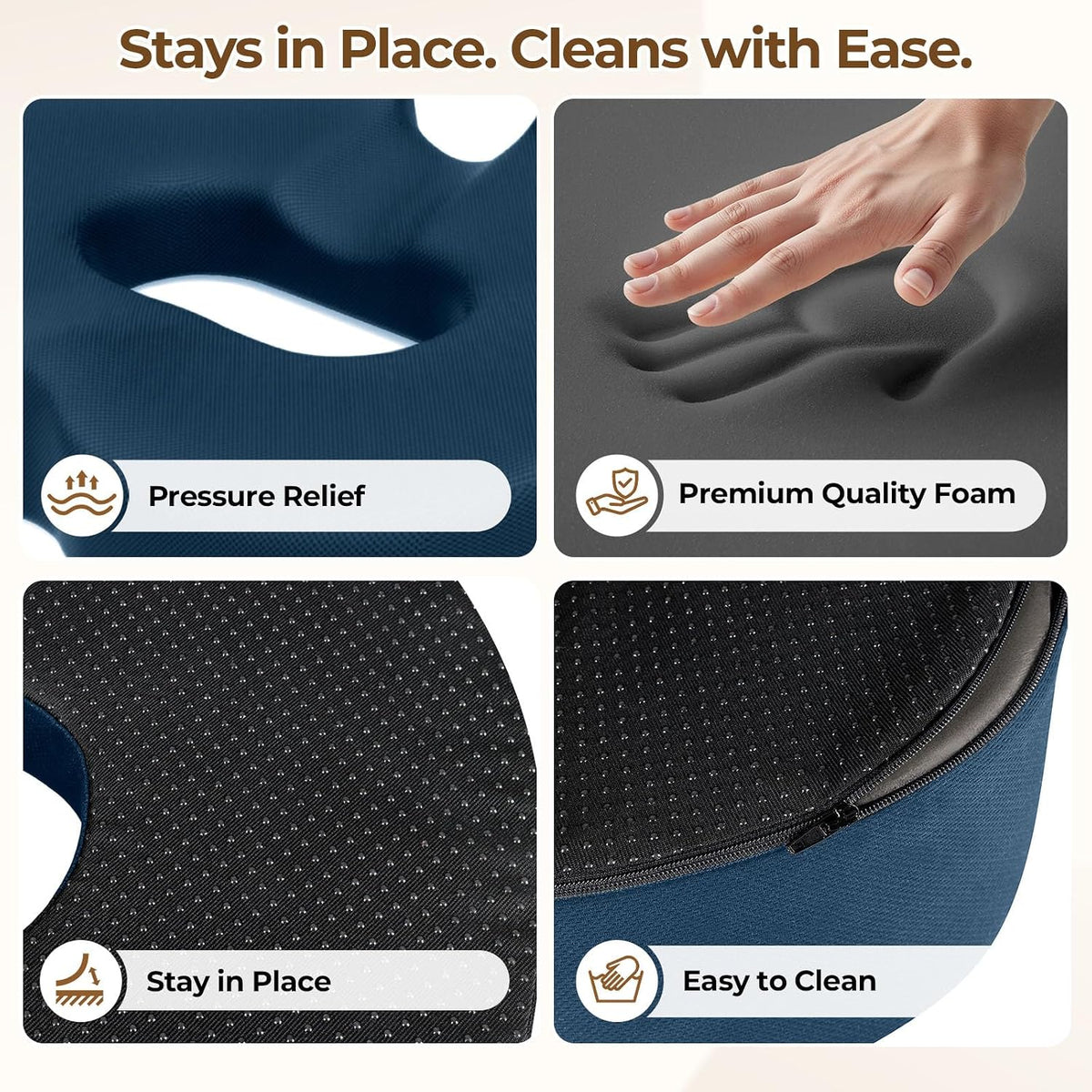 TushGuard Donut Pillow Seat Cushion Memory Foam Lifting Cushions, Black