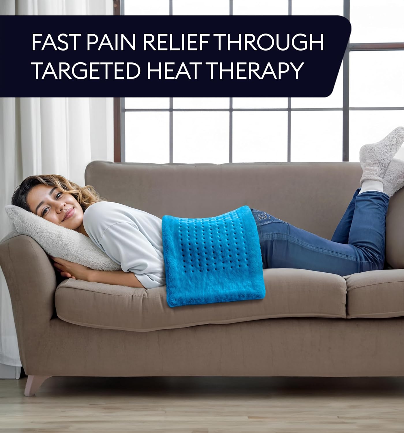 GENIANI Back Pain & Relaxation Gifts for Women – Electric Heating Pad for Back, Neck & Shoulders, Soft Microplush Electric Throw Heating Pad for Period Comfort, Fast Heating, Auto Shut Off, 12"x24"