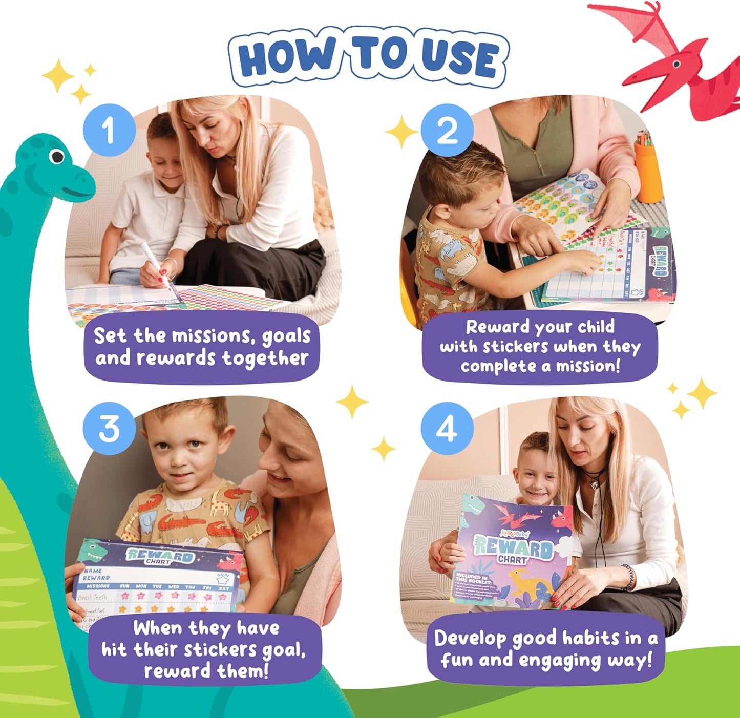 Magnetic Chore Chart for Kids – Dinosaur Reward Chart for Kids Behavior at Home & Classroom, Reusable Dry Erase Sticker Chart, Toddler Morning Routine Responsibility Board