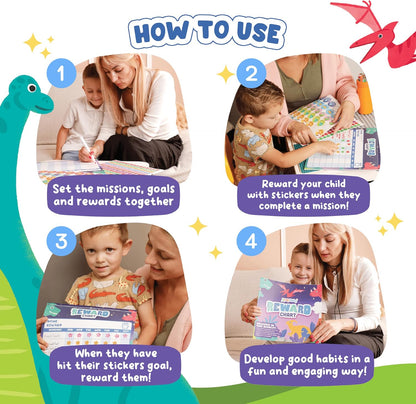 Magnetic Chore Chart for Kids – Dinosaur Reward Chart for Kids Behavior at Home & Classroom, Reusable Dry Erase Sticker Chart, Toddler Morning Routine Responsibility Board