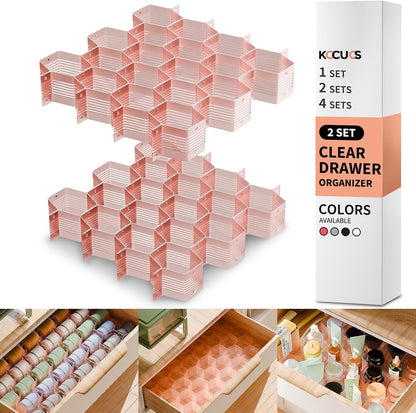 Honeycomb Separator Adjustable Drawer Organizer Divider for Underwear Belt-Scarf Socks Organizer (White(2pcs))