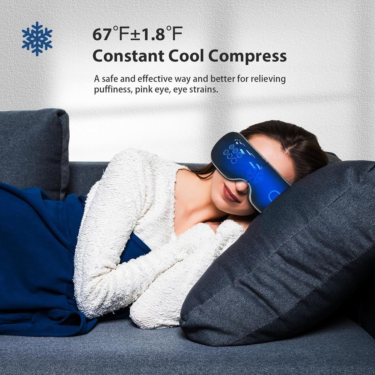 Eye Massager with Heat and Cooling for Migraine Dry Eyes Relief, Rechargeable Bluetooth Music Migraines Relief Eye Massager Improve Sleeping Gifts for Women Men