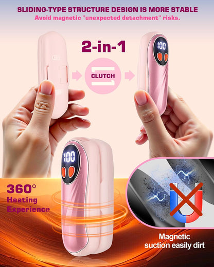 Hand Warmers Rechargeable 2 Pack, 6000mAh Electric Hand Warmers, Silver