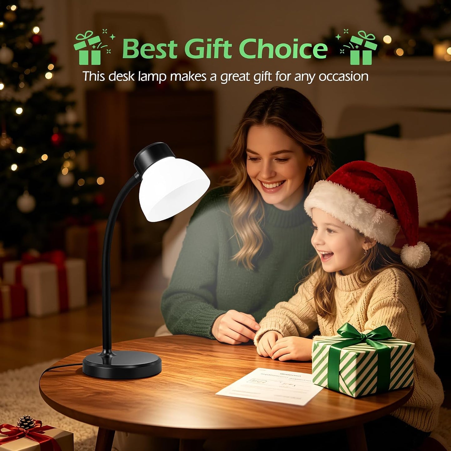 GyroVu Clip-On Desk Lamp, Eye-Care LED Reading Light, Adjustable Gooseneck, Anti-Tip Bedside Reading Light—Small Desk Lamps for Home Offices, College Dorm Rooms, and Bed Headboards (Black)