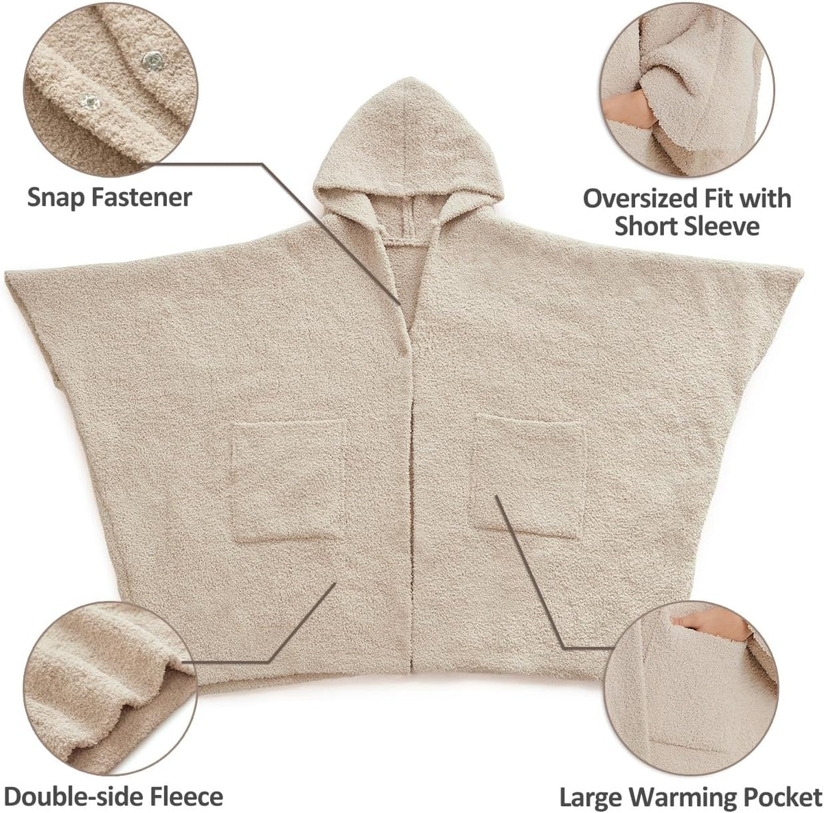 WDCOZY Wearable Blanket Hoodie Poncho Throw Comfy Soft Warm Cape Shawl Cozy Cloak Wrap Hooded with Sleeves For Women Adults